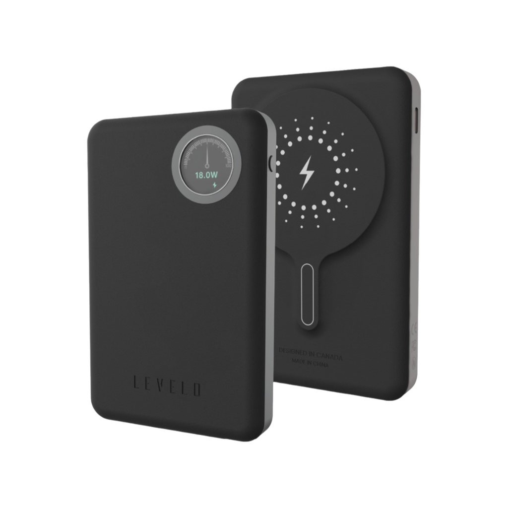 Levelo Marbella MagSafe Leather 10000mAh Power Bank - Dusk Black