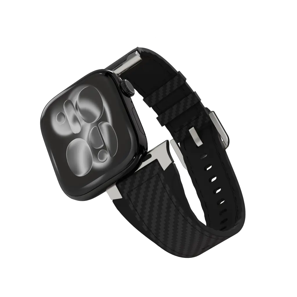 Levelo Toray Silicone & Leather Watch Strap - Black