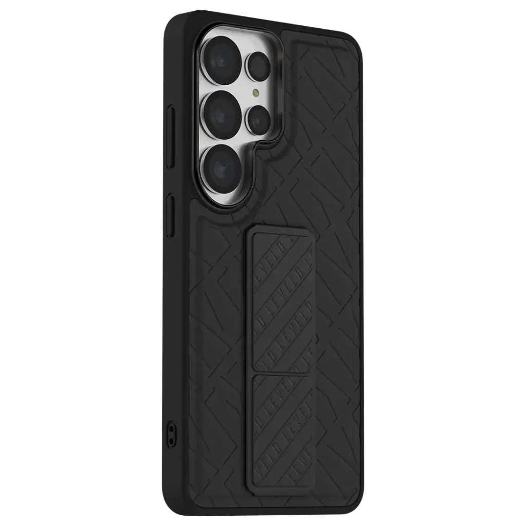 حقيبة Levelo Morphix Cuero Grip Stand لـ S26 Ultra - أسود