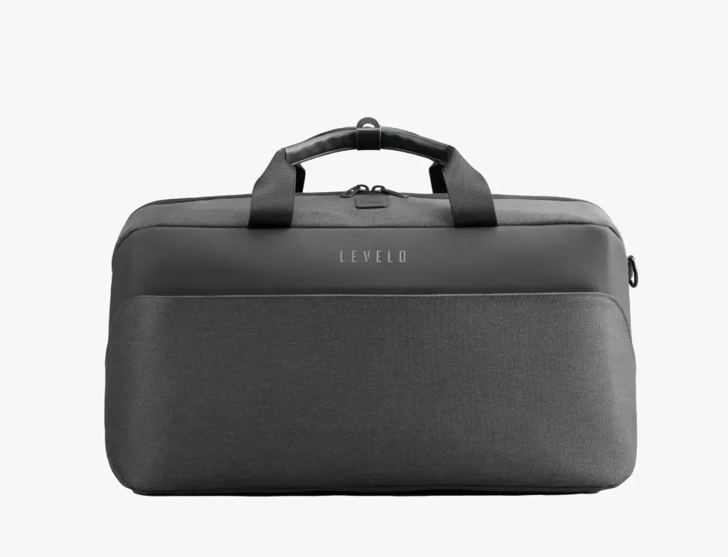 Levelo Melle Polyster Travel Duffle Bag With USB Charging Port - Black