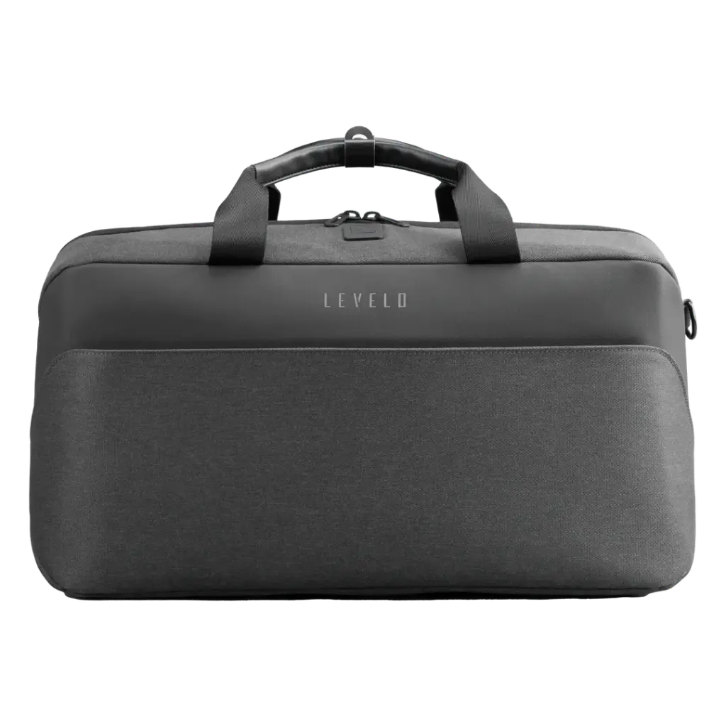 Levelo Melle Polyster Travel Duffle Bag With USB Charging Port - Black