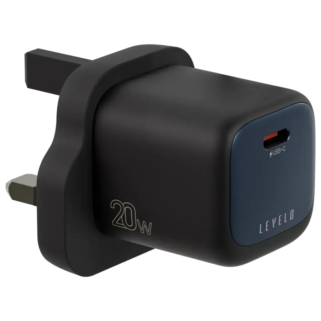 Levelo Vero GaN Single Port Adapter 20W - Black / Blue