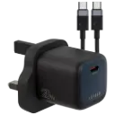 Levelo Vero GaN Single Port Adapter 20W with Type-C to Type-C/Lightning Cable - Black / Blue