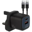 Levelo Vero GaN Double Port Adapter 20W with Type-C to Type-C Cable - Black / Blue