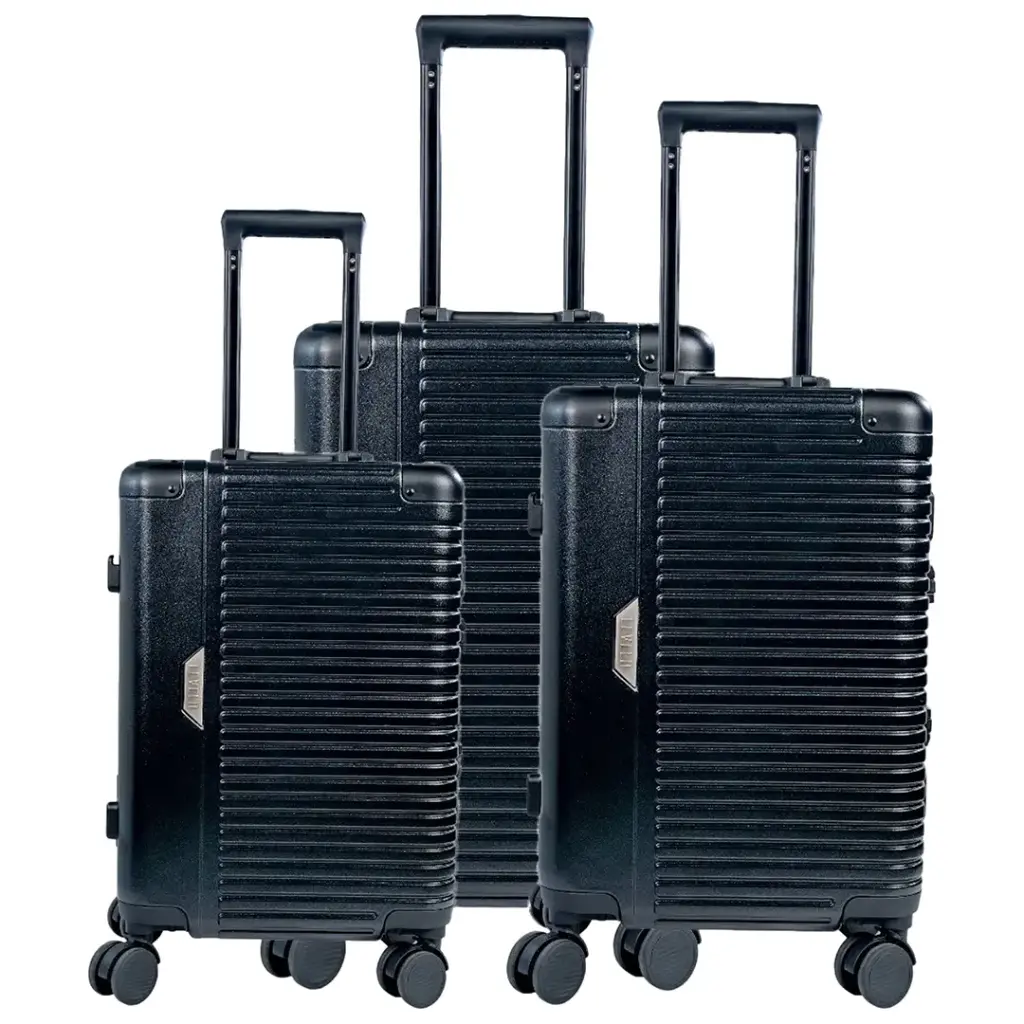 Levelo Travelo Aluminum & PC Luggage Set - Metallic Black 