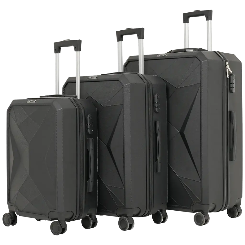 Levelo Romeo ABS Set of 3 Travel Luggage 20"/24"/28" - Black