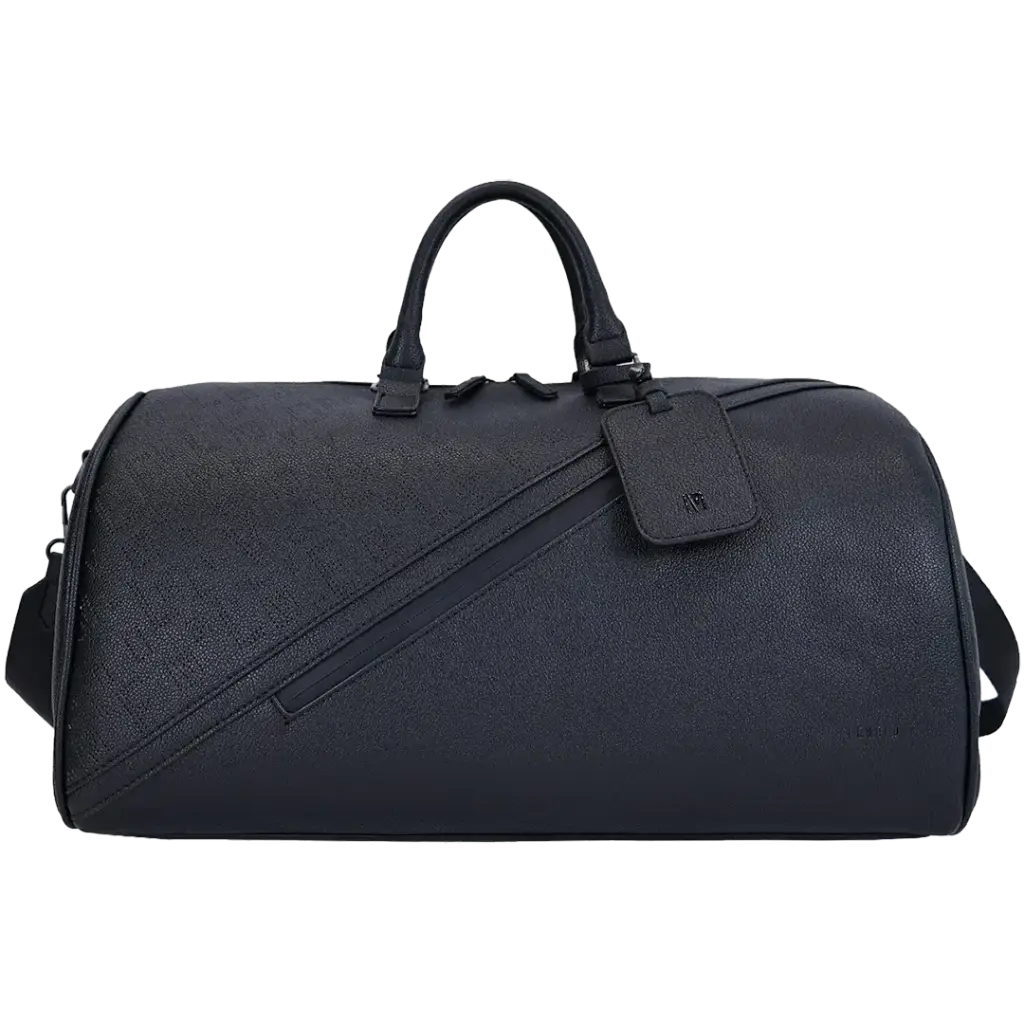 Levelo Carryall PU Leather Duffle Bag - Black