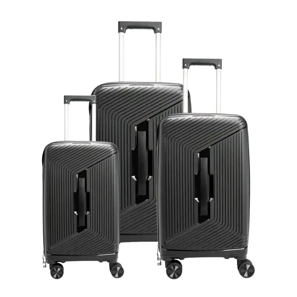 Levelo Tenax PP Unbreakable Set Of 3 Travel Luggage 21"/25"/29" - Black