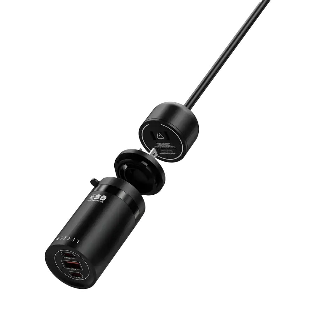 محول سفر Levelo ChargeTower GaN - أسود