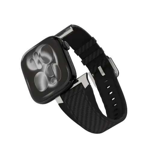 [LVLTRYWS49BK] Levelo Toray Silicone & Leather Watch Strap - Black