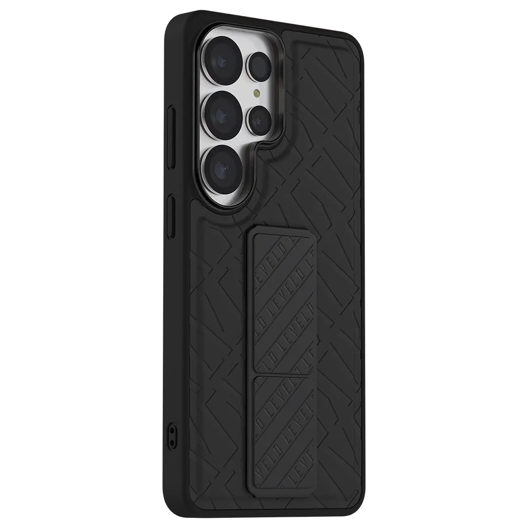 Levelo Morphix Cuero Grip Stand Case for S26 Ultra - Black