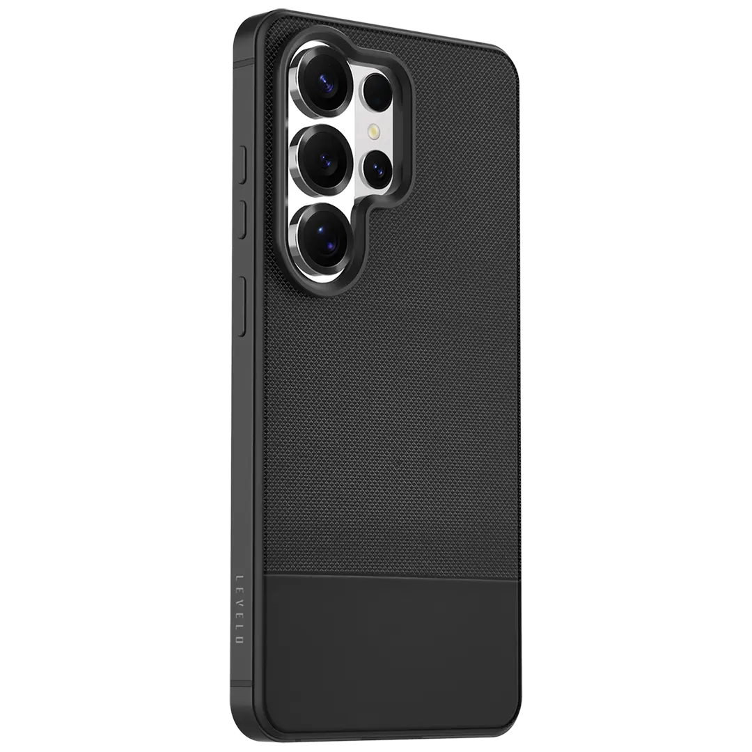 حافظة levelo Cuir الجلدية الهجينة لـ S26 Ultra - أسود