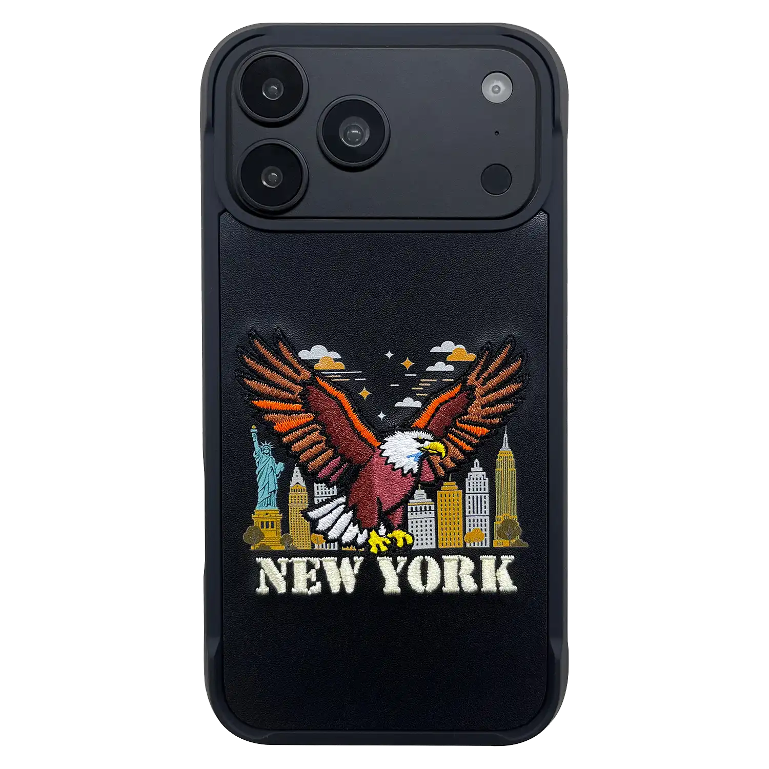 Levelo Vallo Heritage-Inspired Bald Eagle Embroidery Premium PU Leather Case for iPhone 18/17 Pro/Pro Max