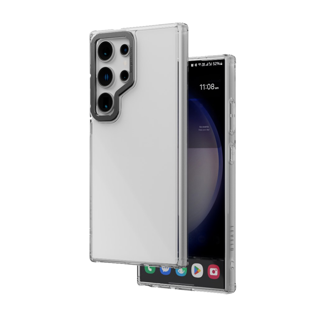 Levelo Clara Metallica PC Case For Samsung S24 Ultra - ClearBlack