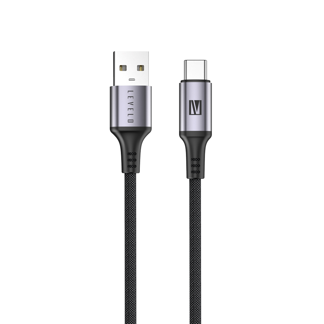 Levelo Otto USB A to C 18W Leather Cable - Black