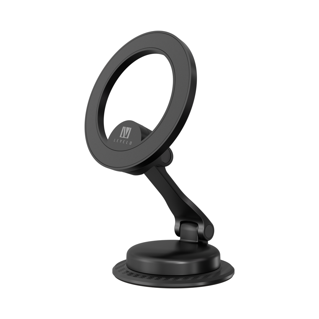 Levelo Aria MagSafe Car Phone Holder With Rotatable Base - Metallic Black