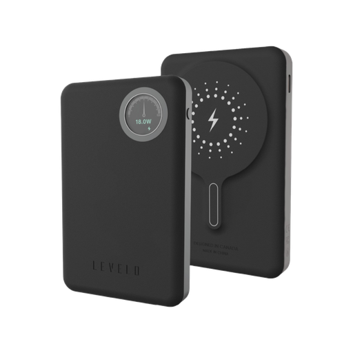 [LVL-MRBL-10K-DBK] Levelo Marbella MagSafe Leather 10000mAh Power Bank - Dusk Black