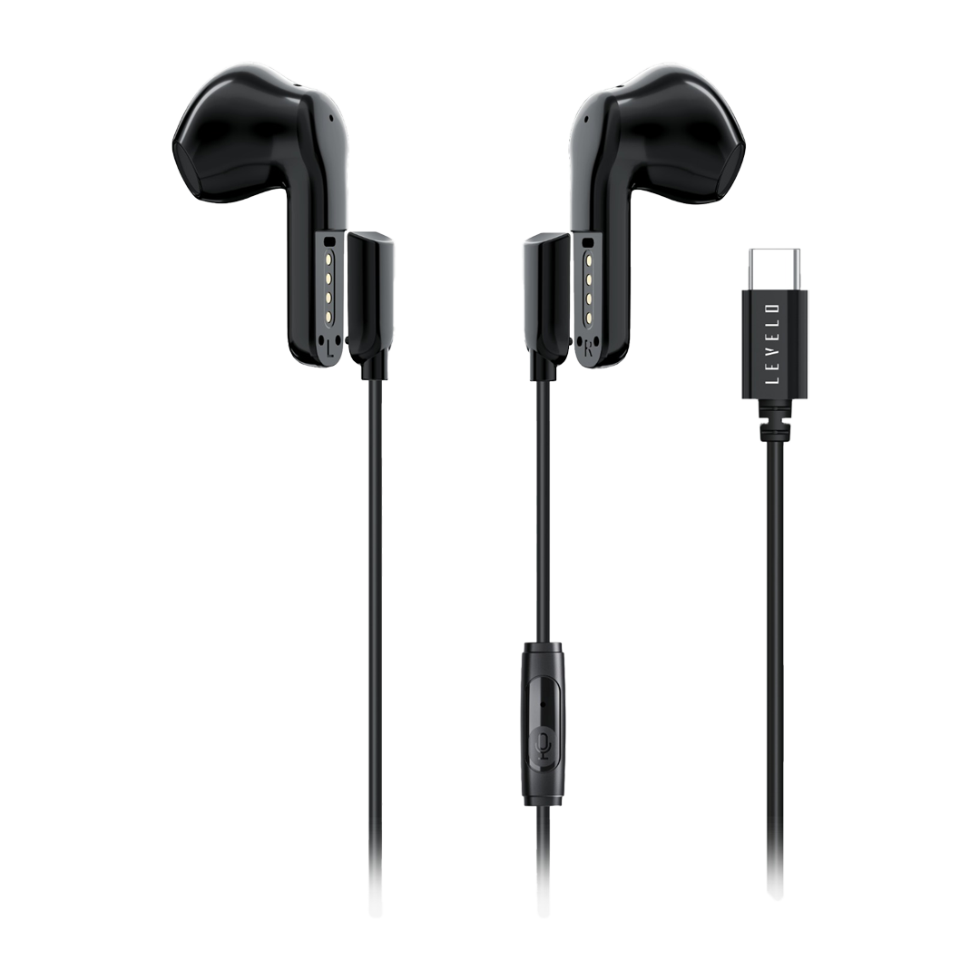 Levelo 2 in 1 TWS Wired Earphones Soundflex - Black