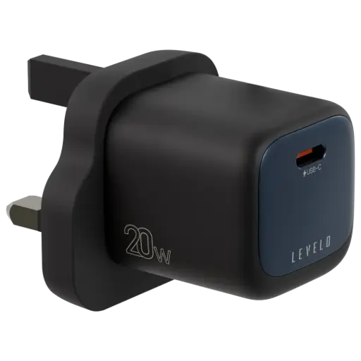 [LVLVRO20WBKBL] Levelo Vero GaN Single Port Adapter 20W - Black / Blue