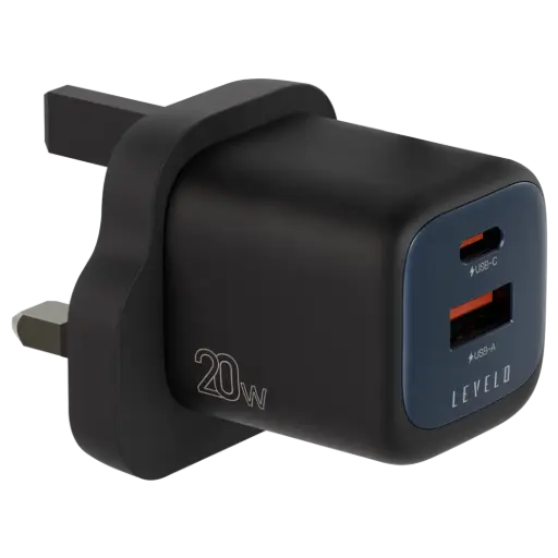 [LVLVRO20WACBKBL] Levelo Vero GaN Double Port Adapter 20W - Black / Blue