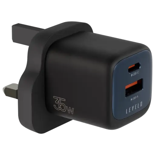 [LVLVRO35WACBKBL] Levelo Vero GaN Double Port Adapter 35W - Black / Blue