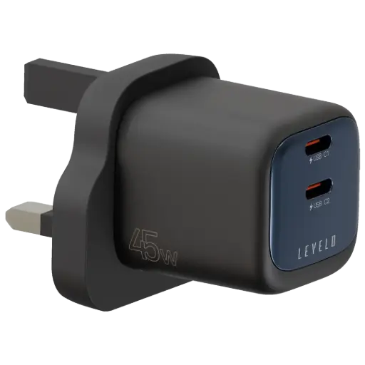 [LVLVRO45WCCBKBL] Levelo Vero GaN Double Port Adapter 45W - Black / Blue