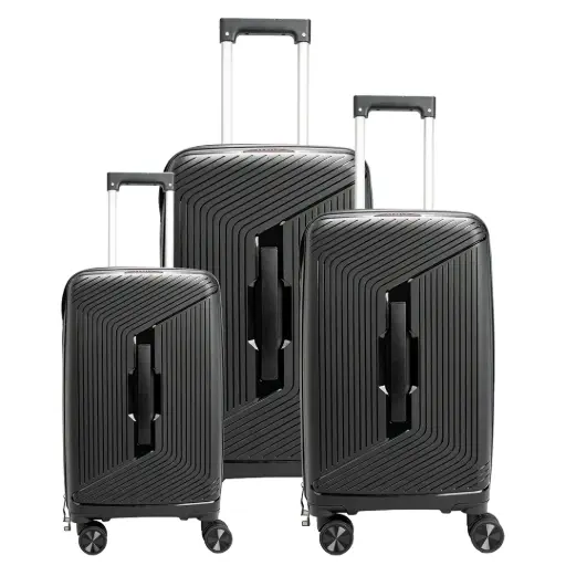 [LVLTNXPPLUGBK] Levelo Tenax PP Unbreakable Set Of 3 Travel Luggage 21"/25"/29" - Black