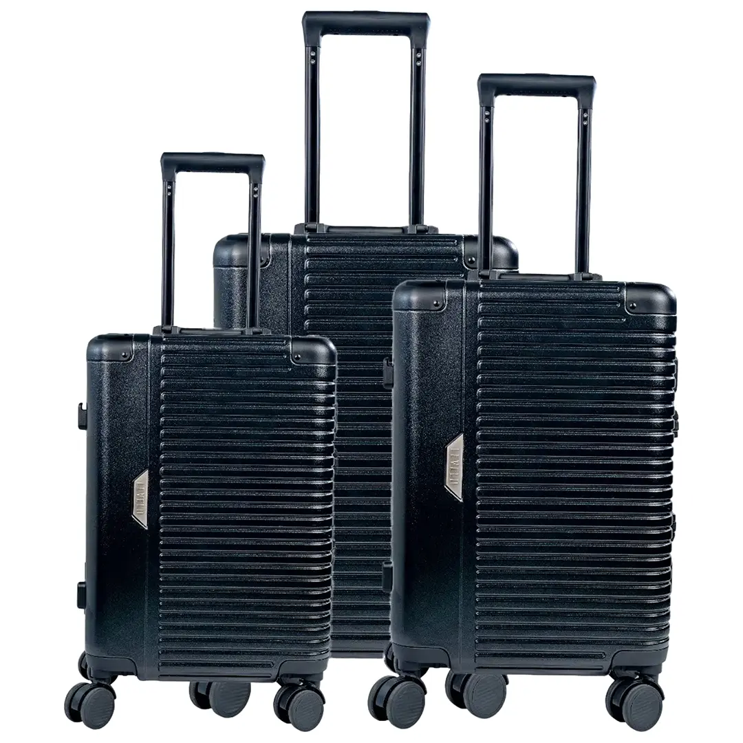 Levelo Travelo Aluminum & PC Luggage Set - Metallic Black 