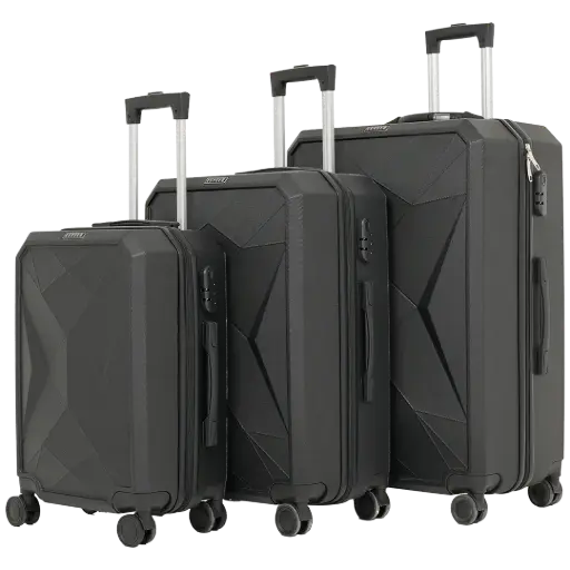 [LVLRMOLUGBK] Levelo Romeo ABS Set of 3 Travel Luggage 20"/24"/28" - Black