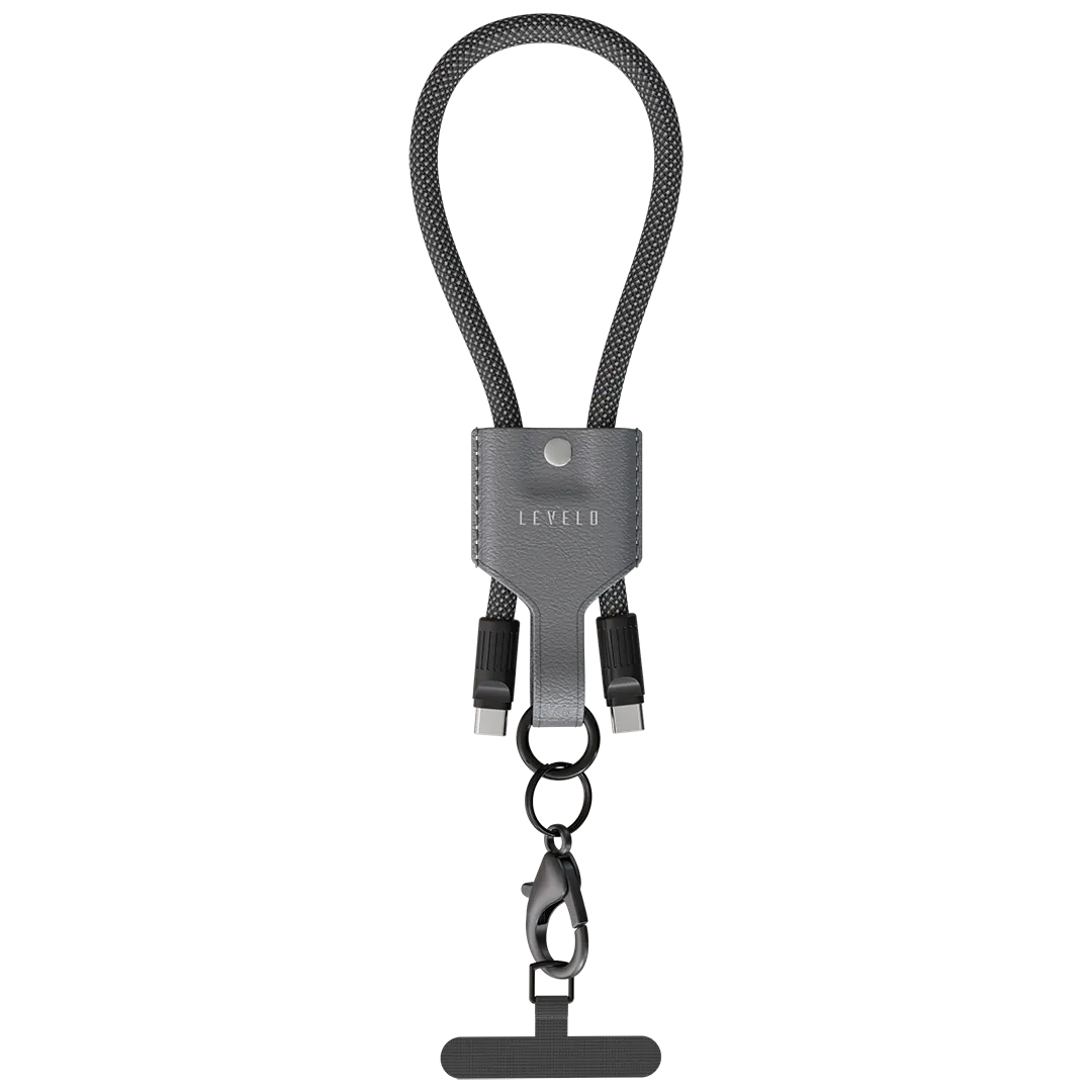 Levelo Tugo Type-C to Type-C 60W Lanyard Cable - Gray - product