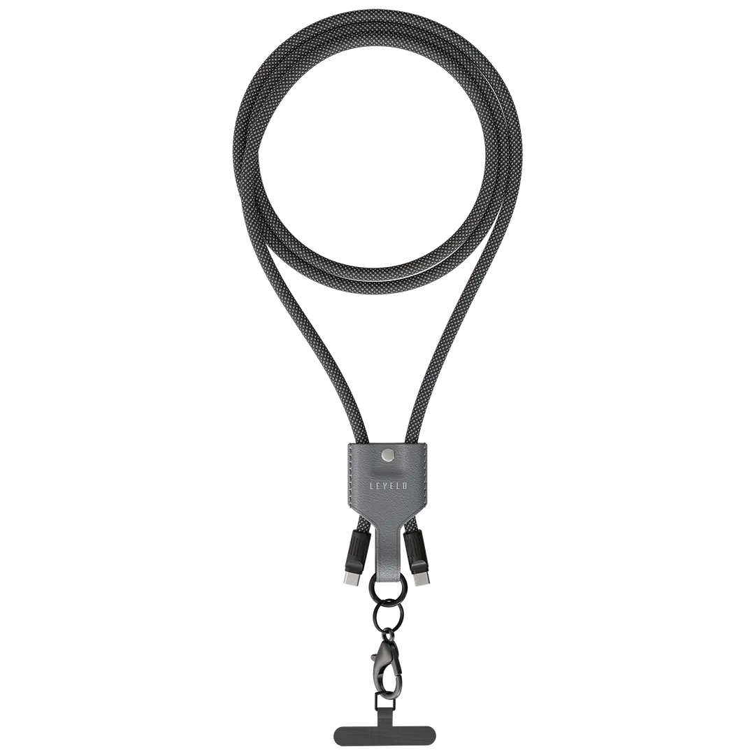 Levelo Tugo Type-C to Type-C 60W Lanyard Cable - Gray - product